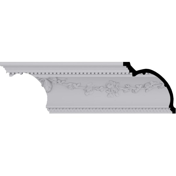 Ekena Millwork 6 3/4"H x 6 7/8"P x 9 5/8"F x 94 1/2"L, (19 1/4" Repeat), Floral Swag Crown Moulding MLD06X06X09FL - main
